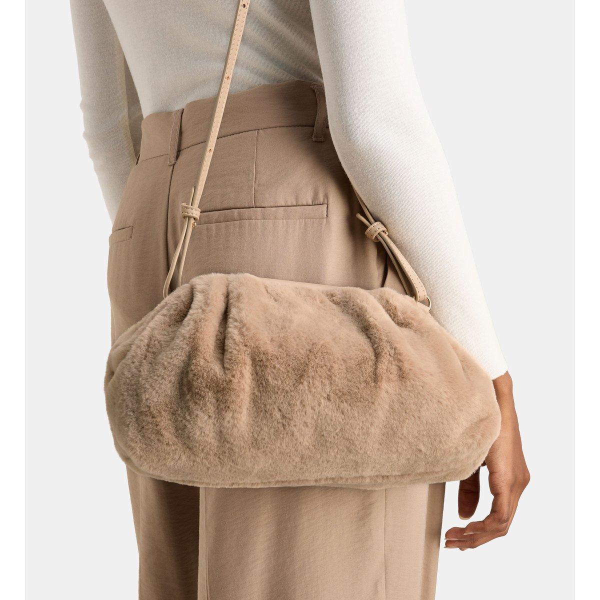 Sac à main anna fur léopard taupe, GALERIES LAFAYETTE