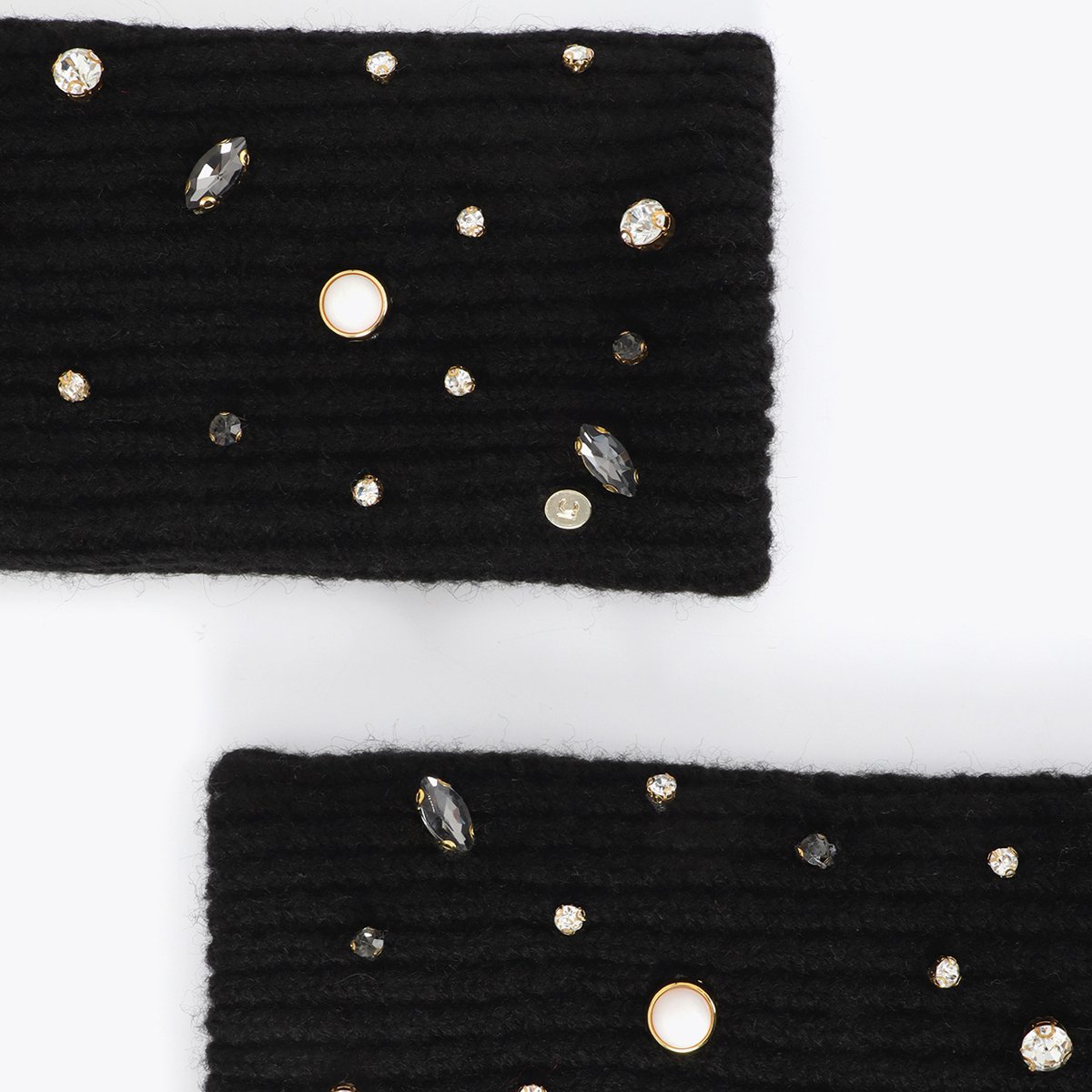 Gants en maille avec cristaux et perles noir, LOLA CASADEMUNT