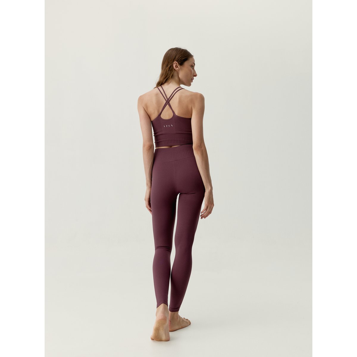 Legging de sport femme Naia longueur longue taille haute vin cerise, BORN