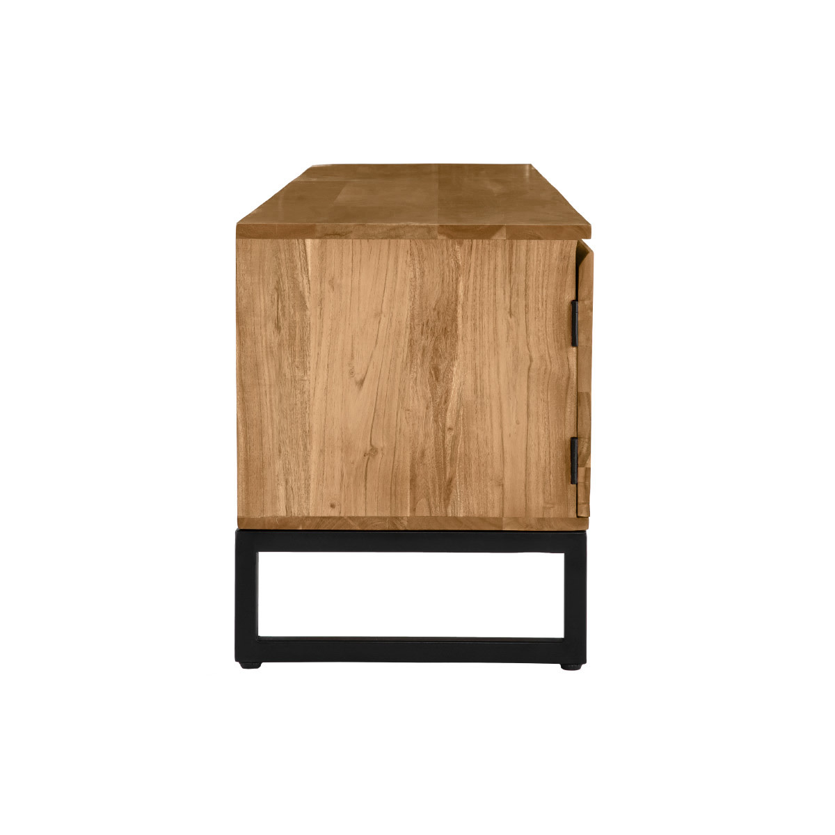 Meuble TV en bois massif L160 cm HOORN bois clair / noir, MILIBOO