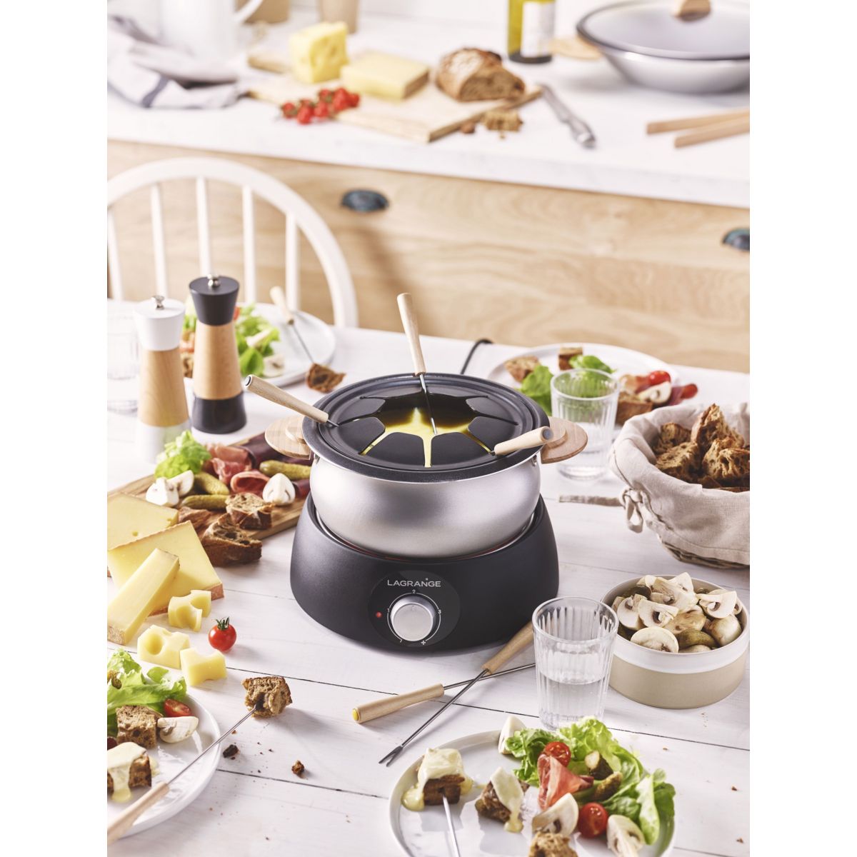 Wok et fondue Wok et Fondue Bois clair 349019 gris, LAGRANGE