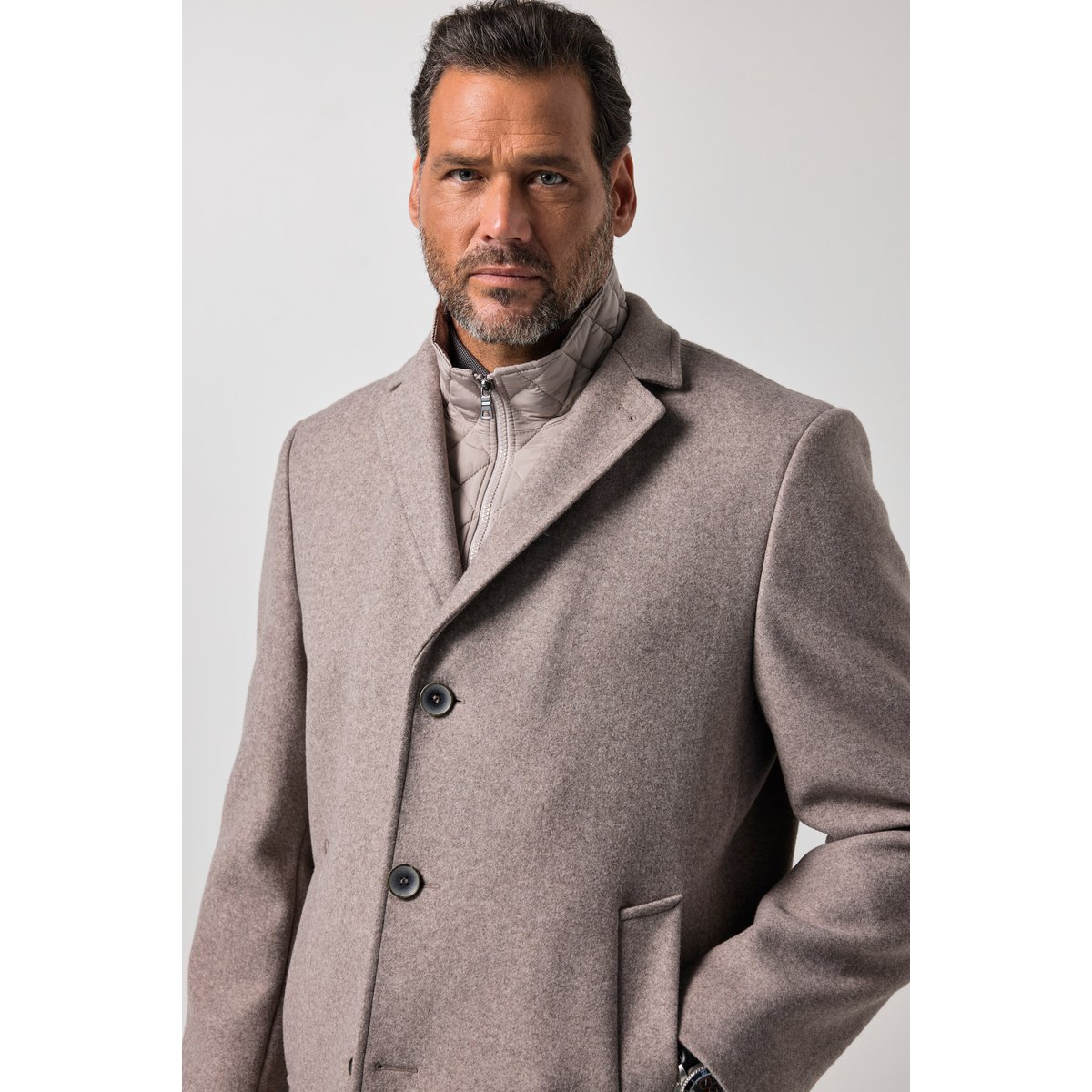 Manteau en laine mélangée beige, JP1880