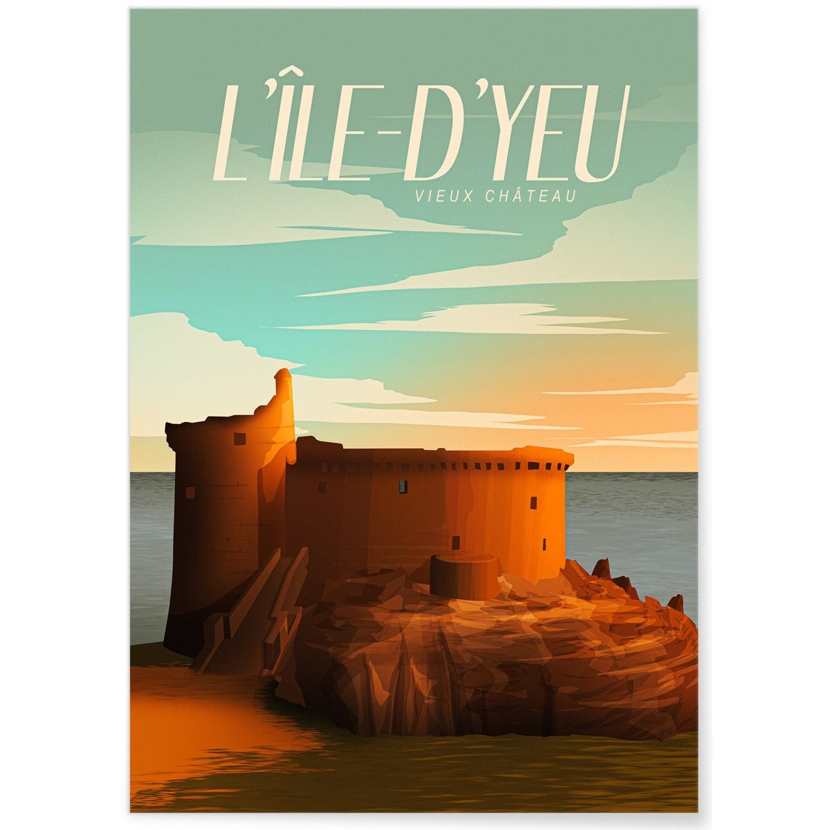 Affiche ville Île d'Yeu blanc, L'AFFICHERIE