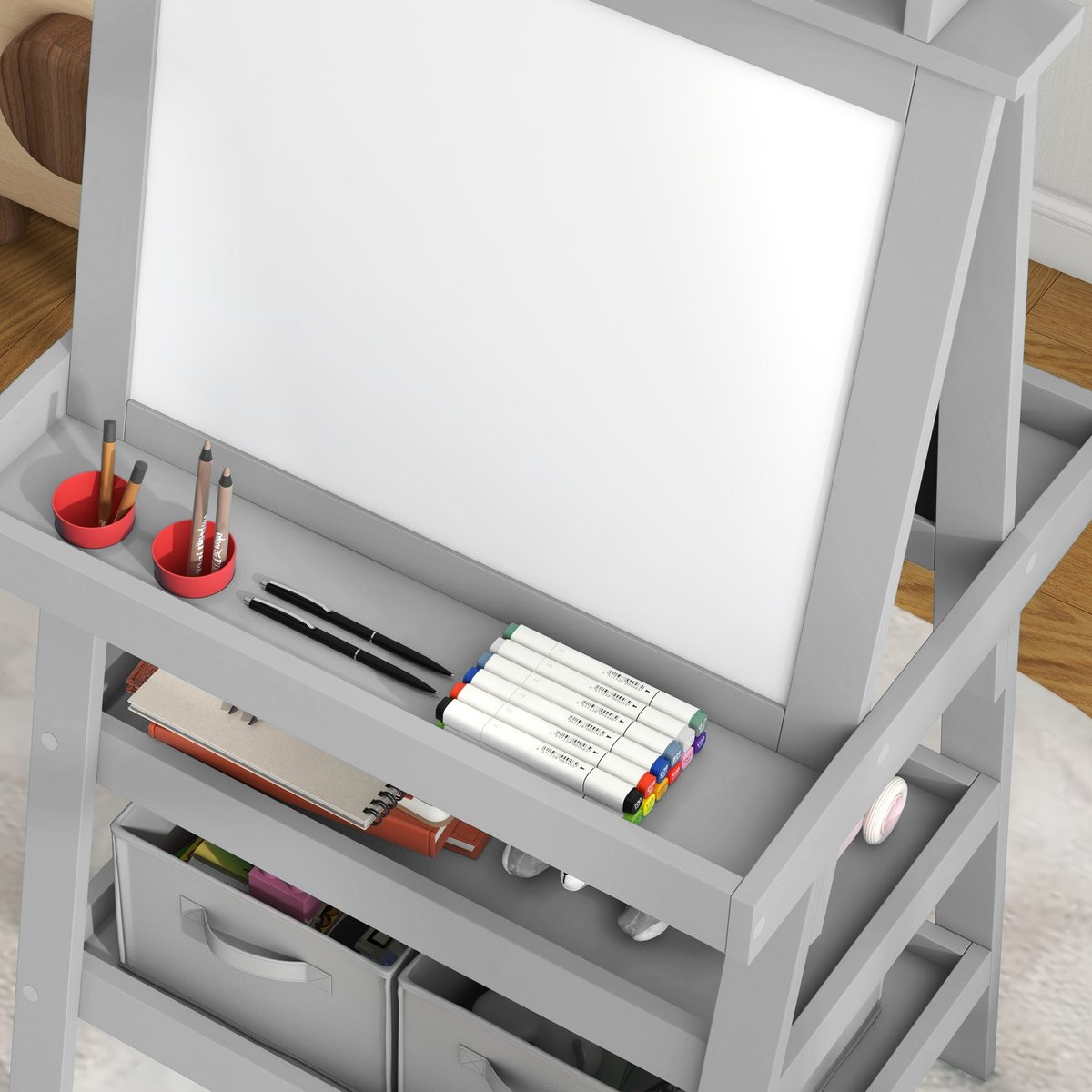 Chevalet pour enfants MDF Gris gris, rouge, AIYAPLAY