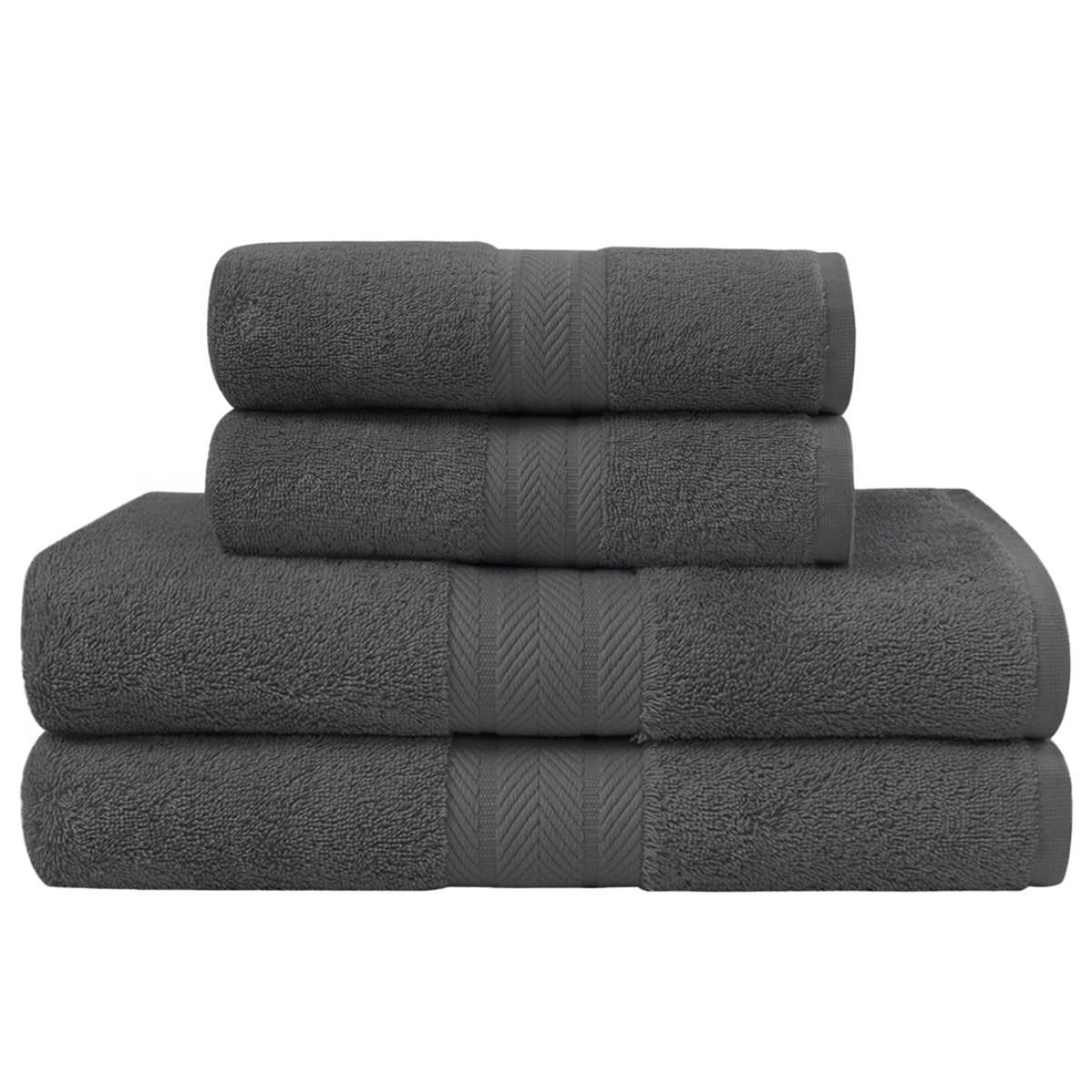 Ensemble Maxi bain 4 pièces (2 Maxi draps de bain + 2 serviettes) LUXURY anthracite, SENSEI MAISON