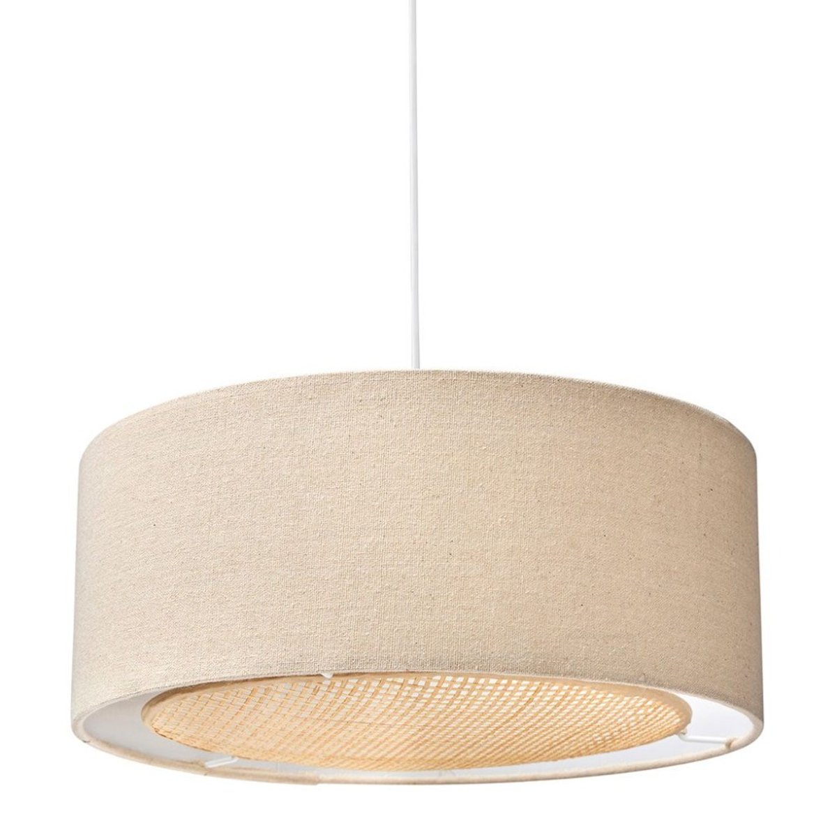 Suspension lin et bambou diamètre 35 beige, DECORATIE