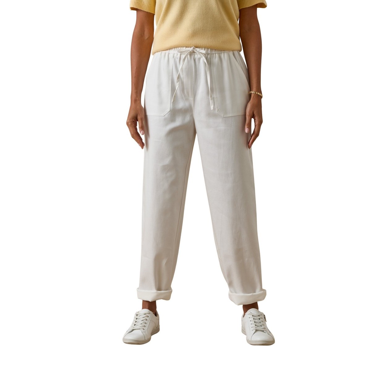 Pantalon élastiqué cargo blanc, DAXON