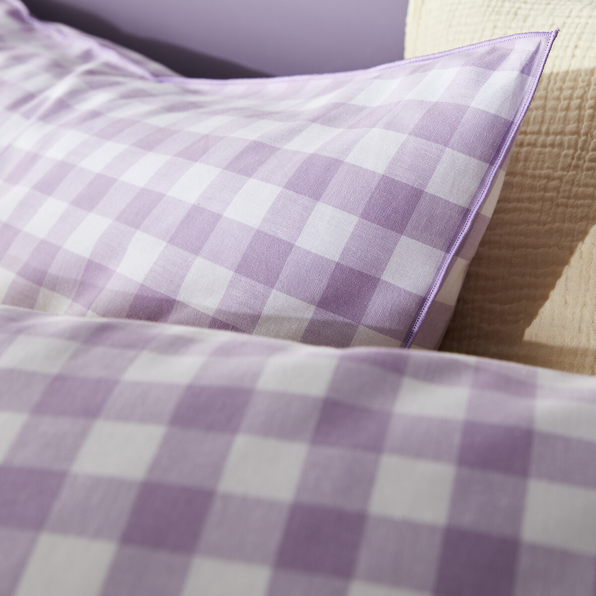 Housse de couette coton, Veldi violet vichy violet, LA REDOUTE INTERIEURS