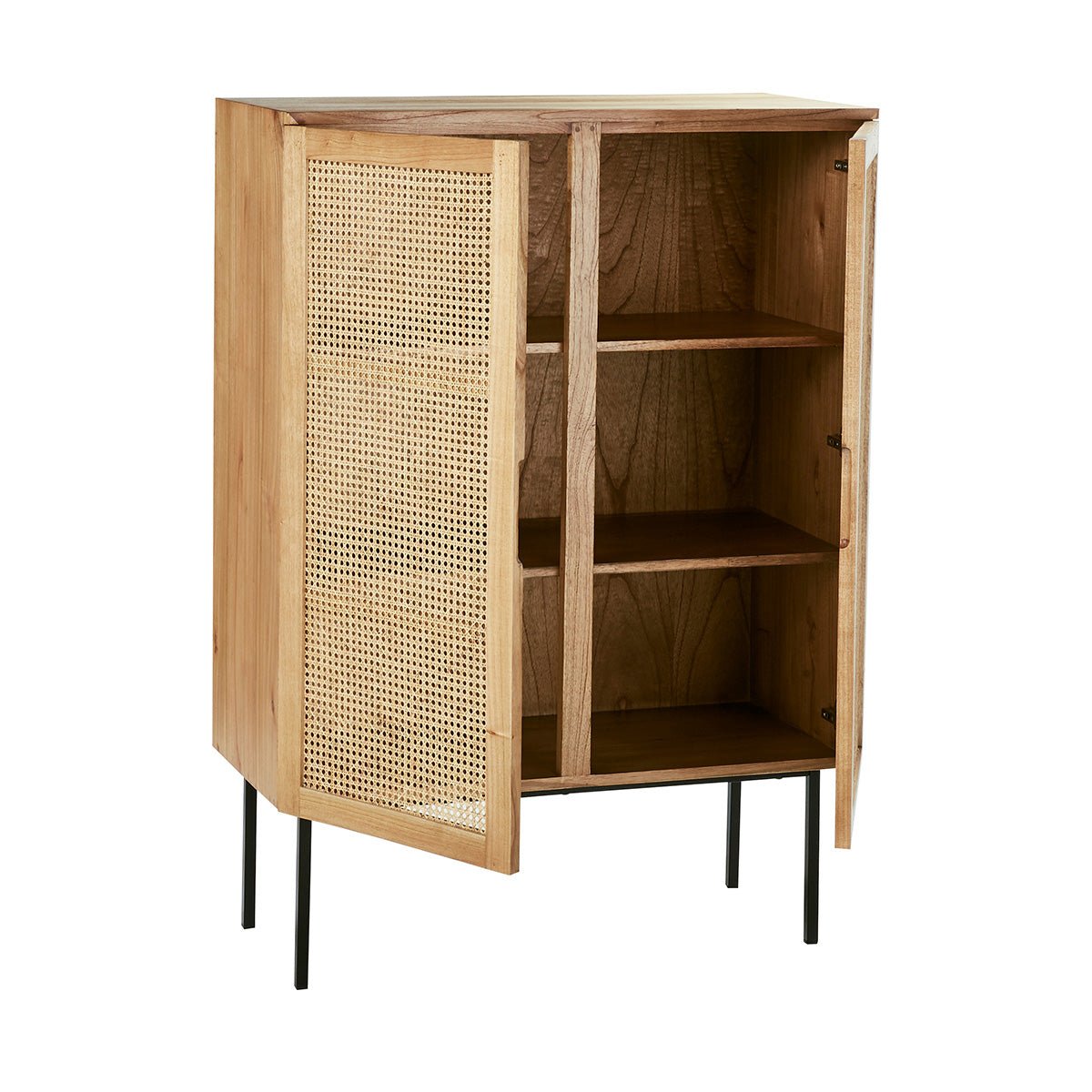 Armoire 2 portes en bois bassif et cannage AUBIN naturel, BERAH GETAH