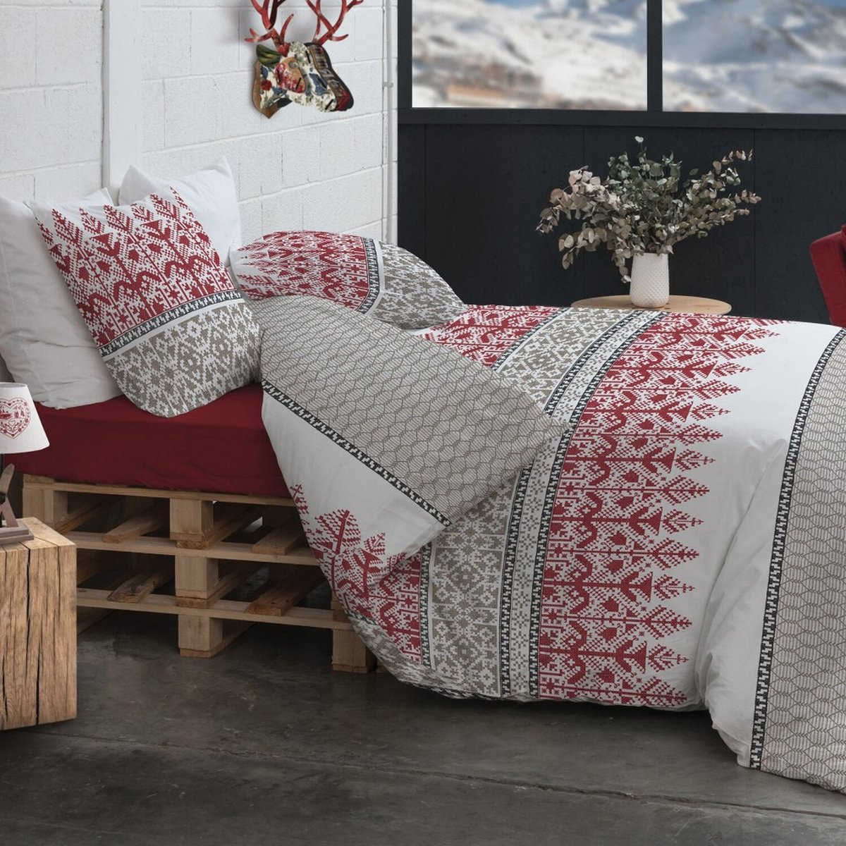 Parure housse de couette en coton imprimée, Halti multicolore, C DESIGN HOME TEXTILE