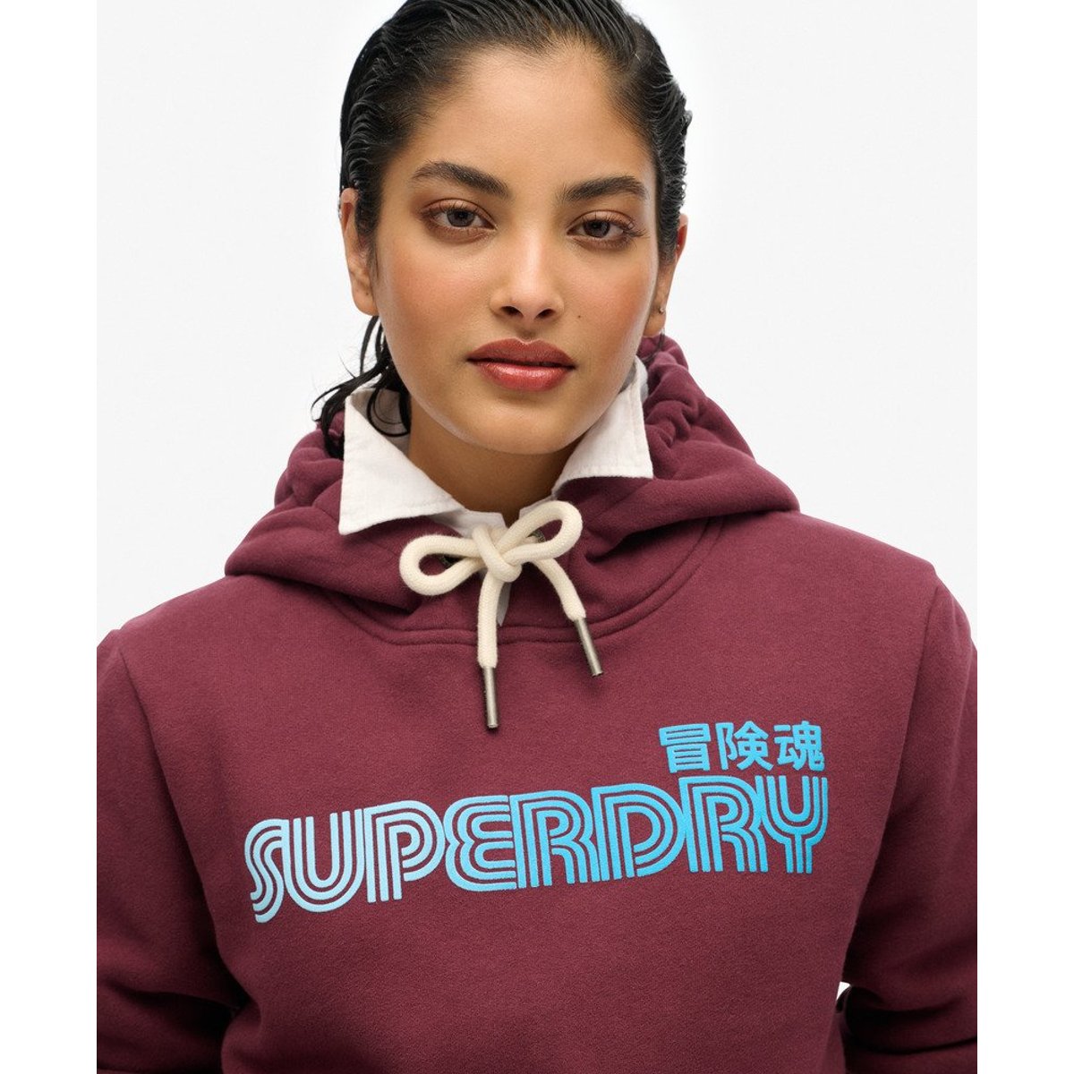 Sweat à capuche Faded Core violet figue, SUPERDRY