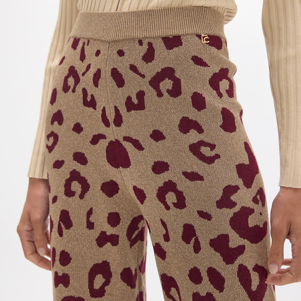 Pantalon jacquard imprimé léopard beige, LOLA CASADEMUNT