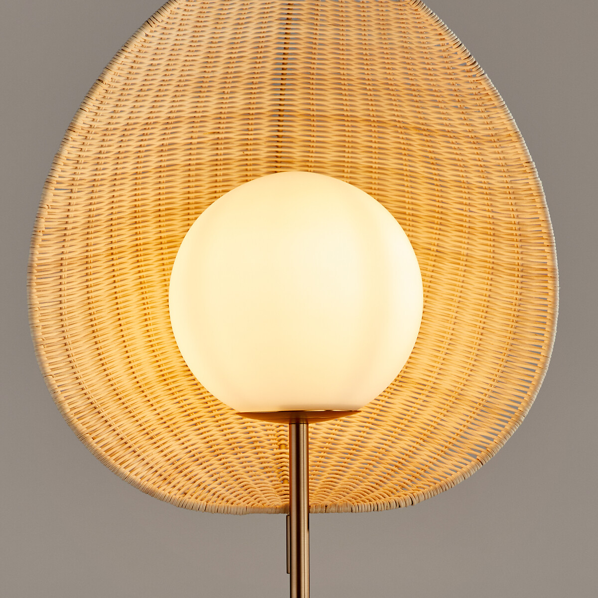Lampadaire opaline, rotin et travertin, Javana naturel, LA REDOUTE INTERIEURS
