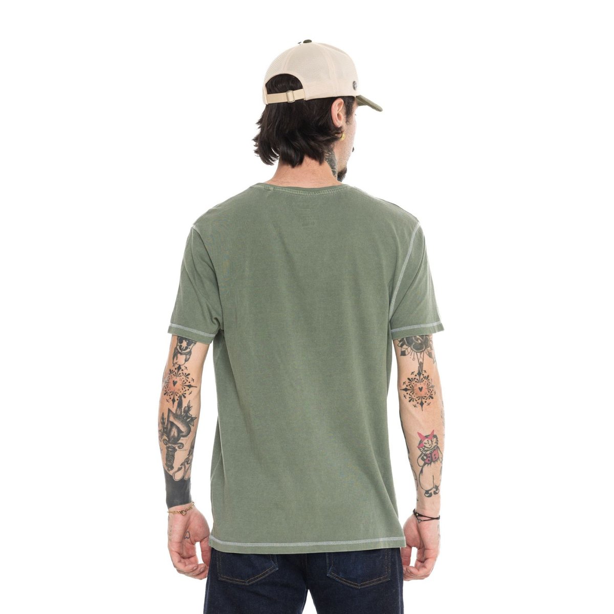 Tee shirt coton FLESH vert/noir/kaki, VON DUTCH