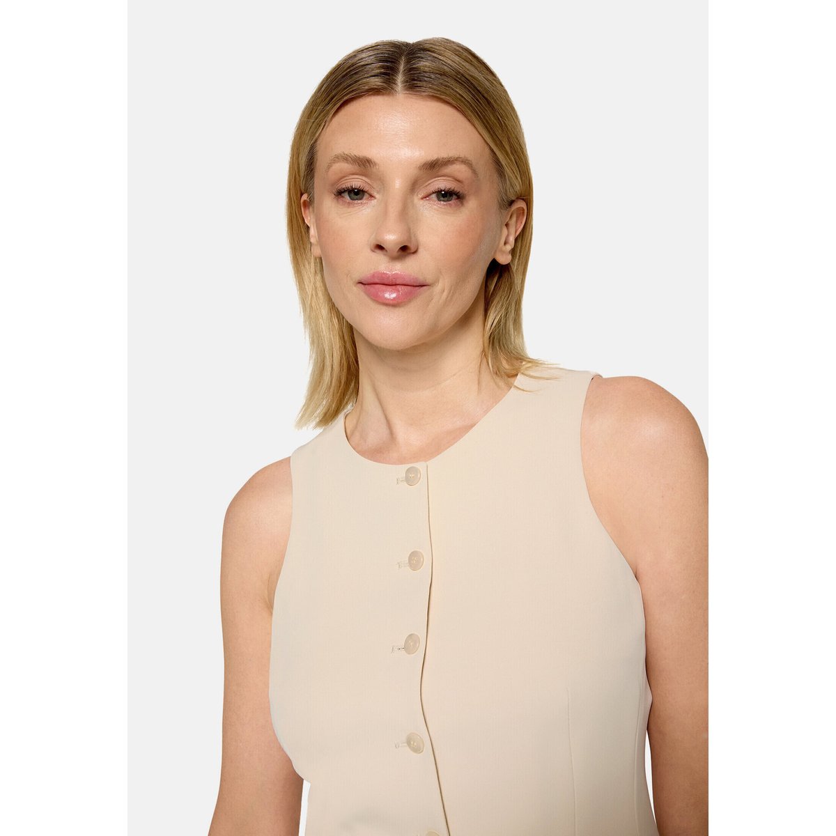 gilet long à patte de boutonnage champagne sorbet, VERA MONT