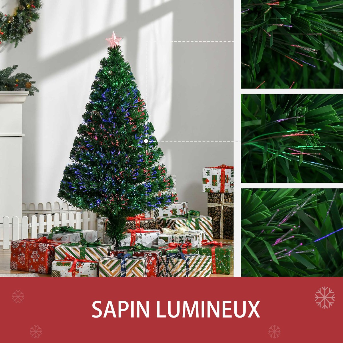 Sapin de Noël Plastique Vert vert, HOMCOM