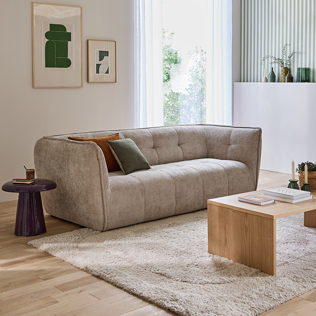 Canapé chenille croisée, 2, 3 ou 4 places, SIMONE taupe, LA REDOUTE INTERIEURS