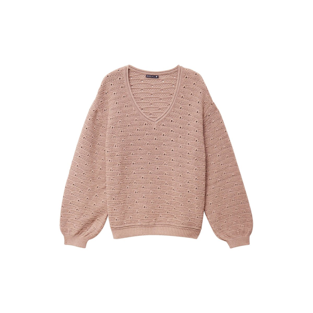 Pull droit long col v manches longues sable, BREAL