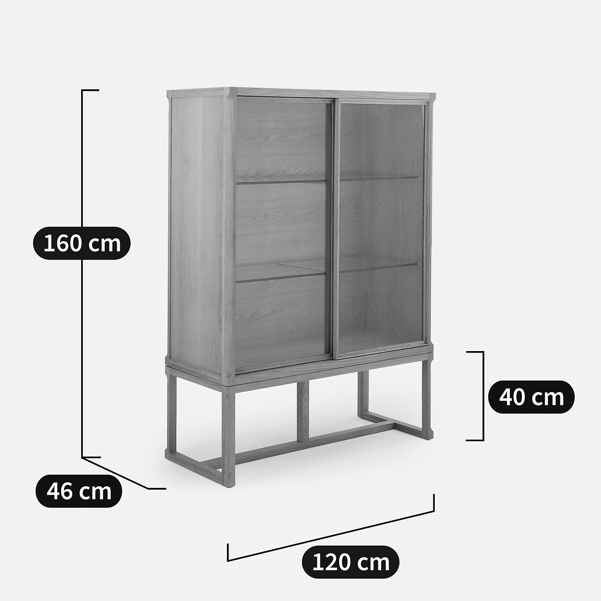 Buffet vitrine haut, en chêne et plaqué, IÉNA chêne naturel, AM.PM X EMMANUEL GALLINA