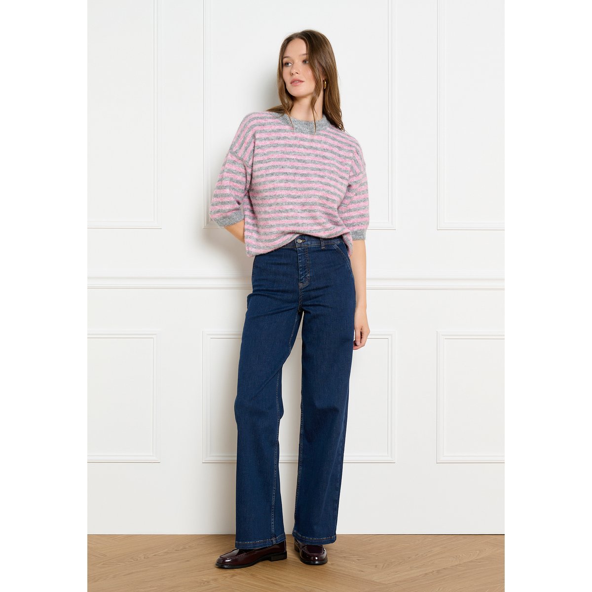 Jean wide taille haute dark blue, LOLALIZA