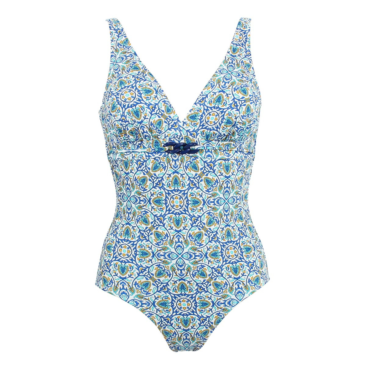 Maillot de bain 1 pièce coques amovibles Oia turquoise, LAURA BY JANINE ROBIN
