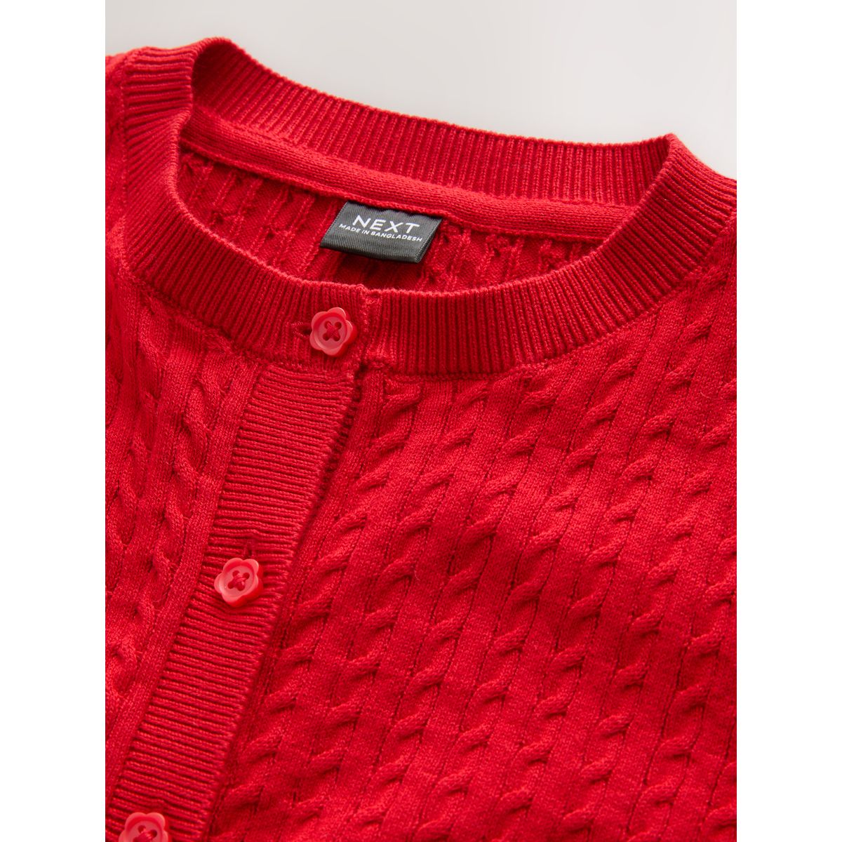 Cardigan d’école en maille torsadée de coton rouge, NEXT