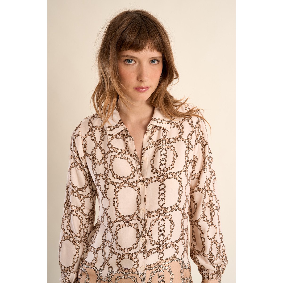 Chemise imprimée, effet satiné offwhite diane, MOLLY BRACKEN