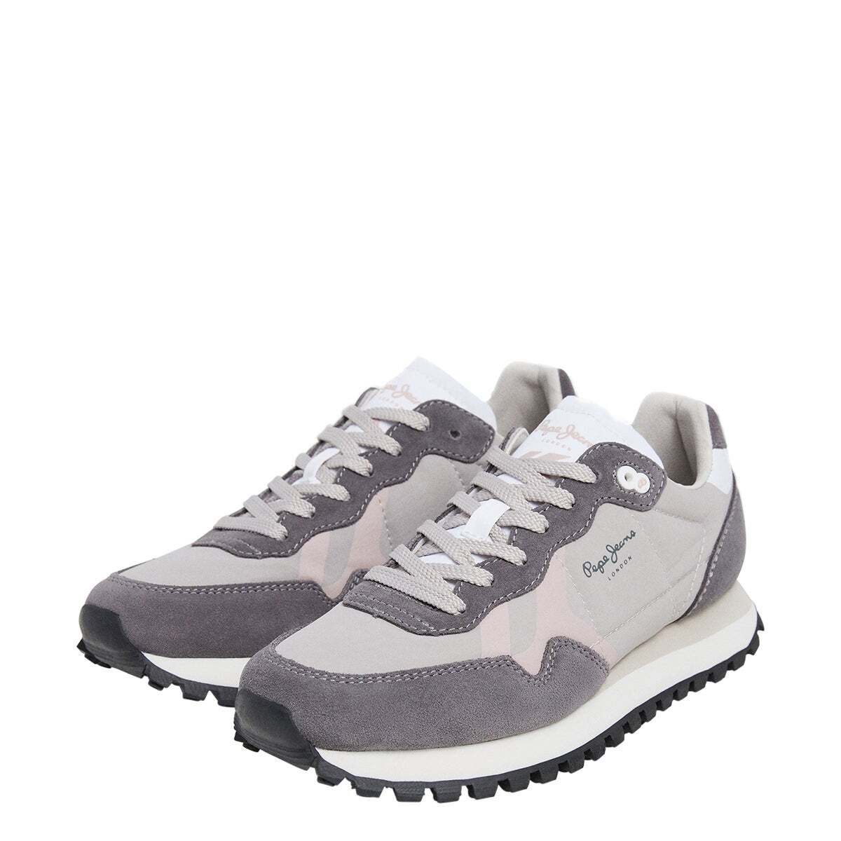 Baskets Avec Détails En Daim gris fumé, PEPE JEANS