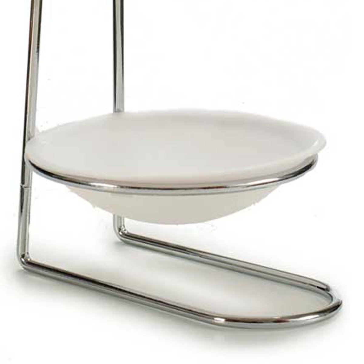 Repose cuillère en métal chromé et plastique blanc blanc, WADIGA