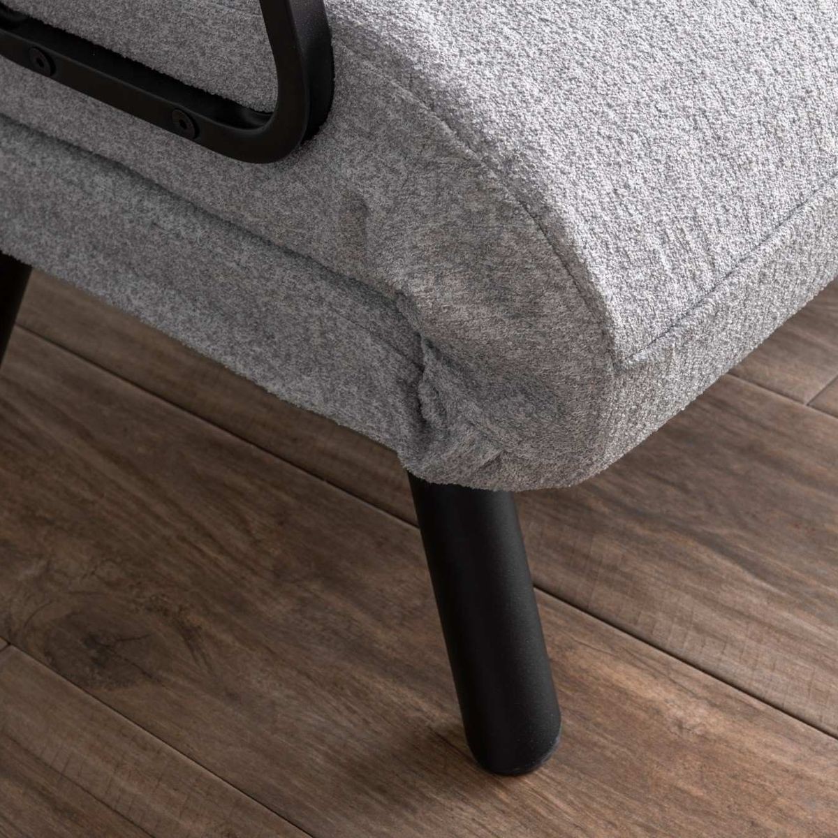 Fauteuil convertible avec dossier réglable en tissu teddy - ENEA gris teddy, HOMIFAB