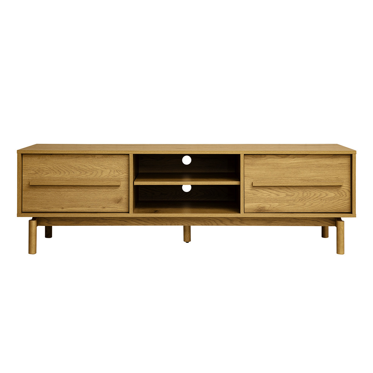 Meuble TV finition bois chêne L160 cm YSEULT chêne clair, MILIBOO