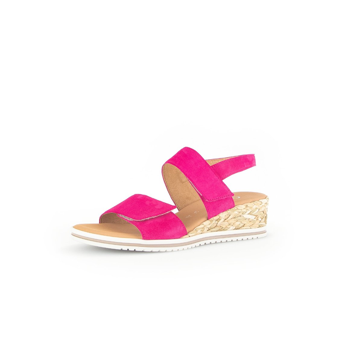 Sandales en cuir velours à talon compensé pink velours, GABOR