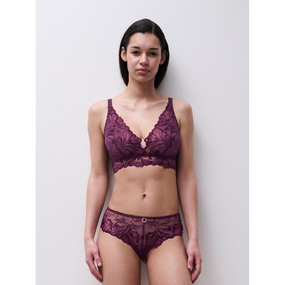 Soutien-gorge sans armature ILLUSION aubergine lurex, CHANTELLE