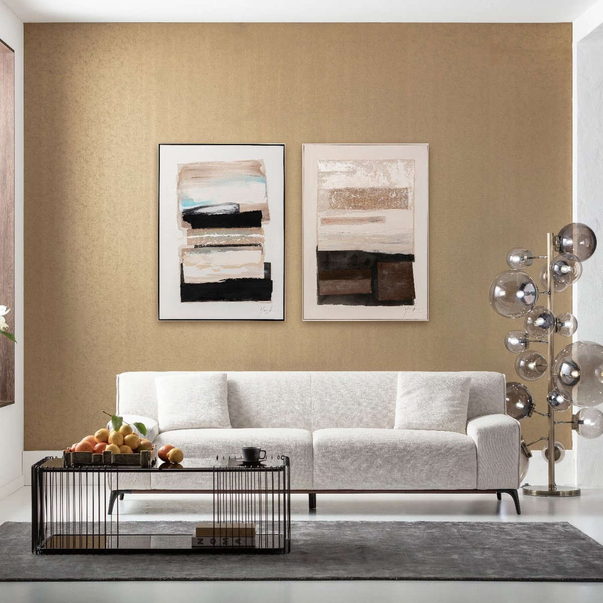 Toile abstraite en coton, LONTANO marron, KARE DESIGN