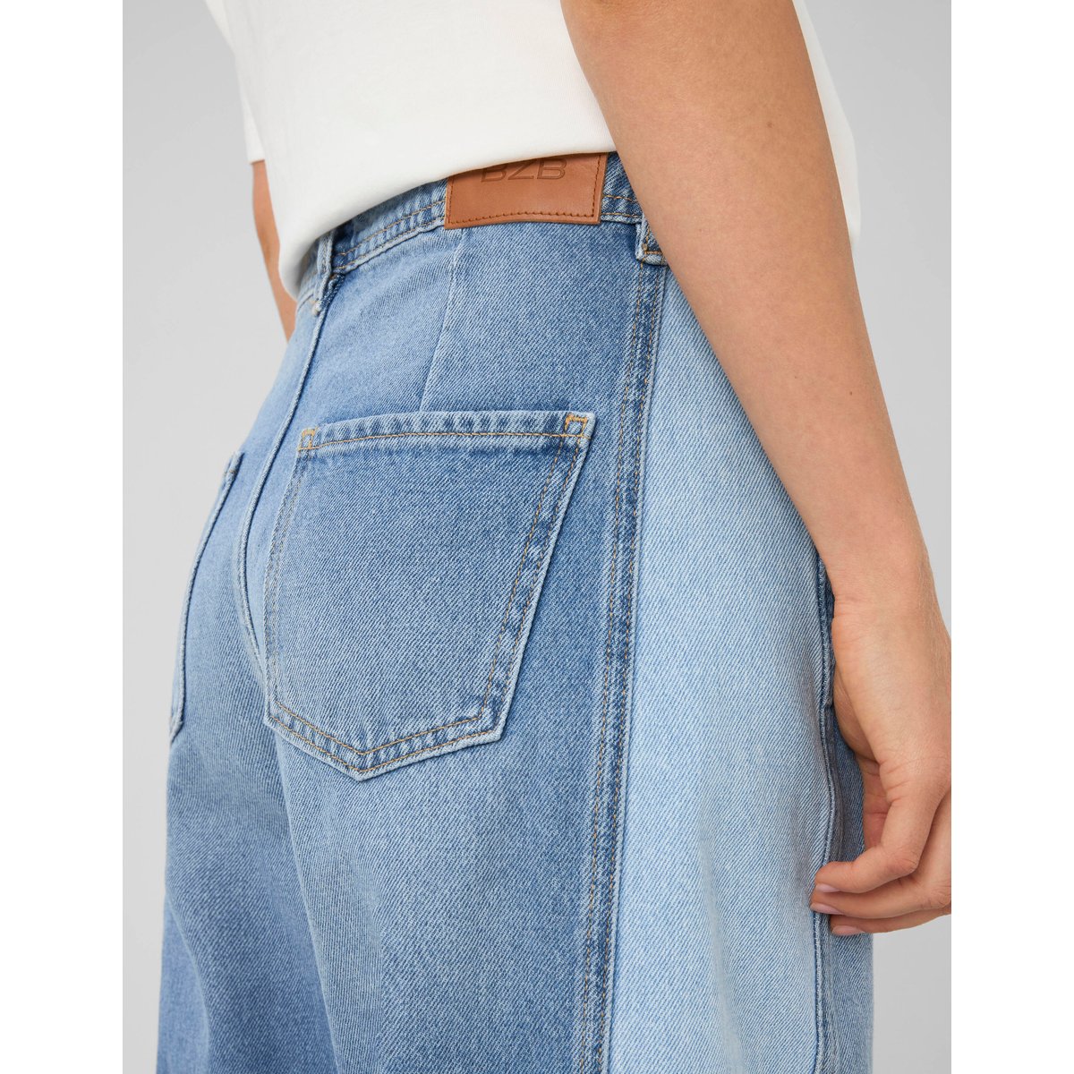 Jean balloon bicolore bleu moyen, BZB