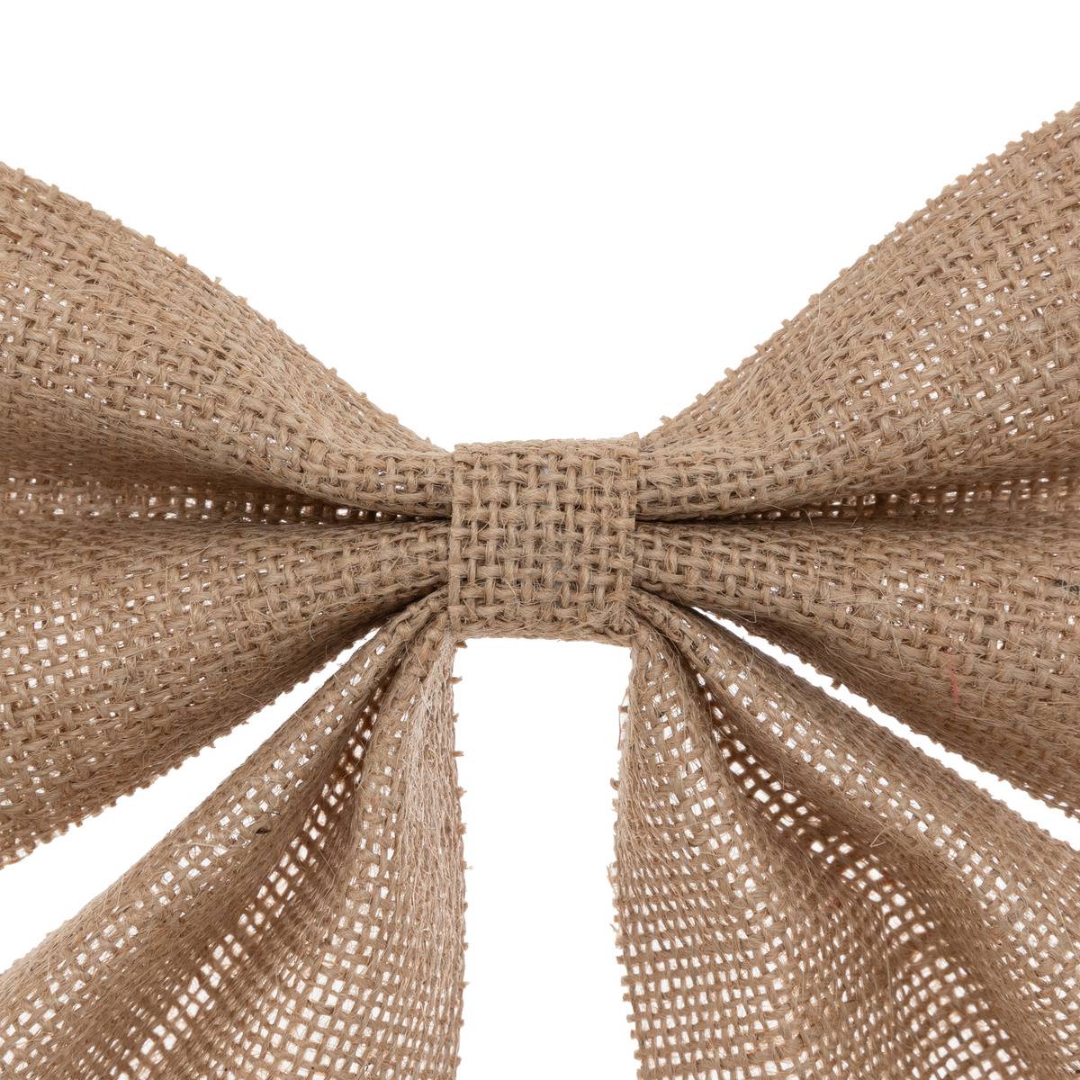 Noeud déco givré 20 x 24 cm jute beige beige ficelle, ATMOSPHERA