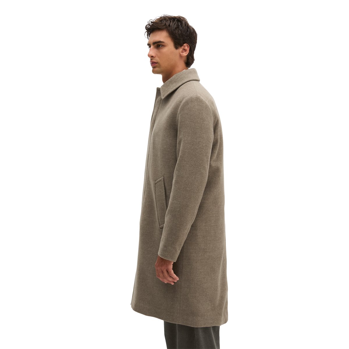 Manteau en laine coupe classique en mélange de laine vierge foulée beige, MARC O'POLO