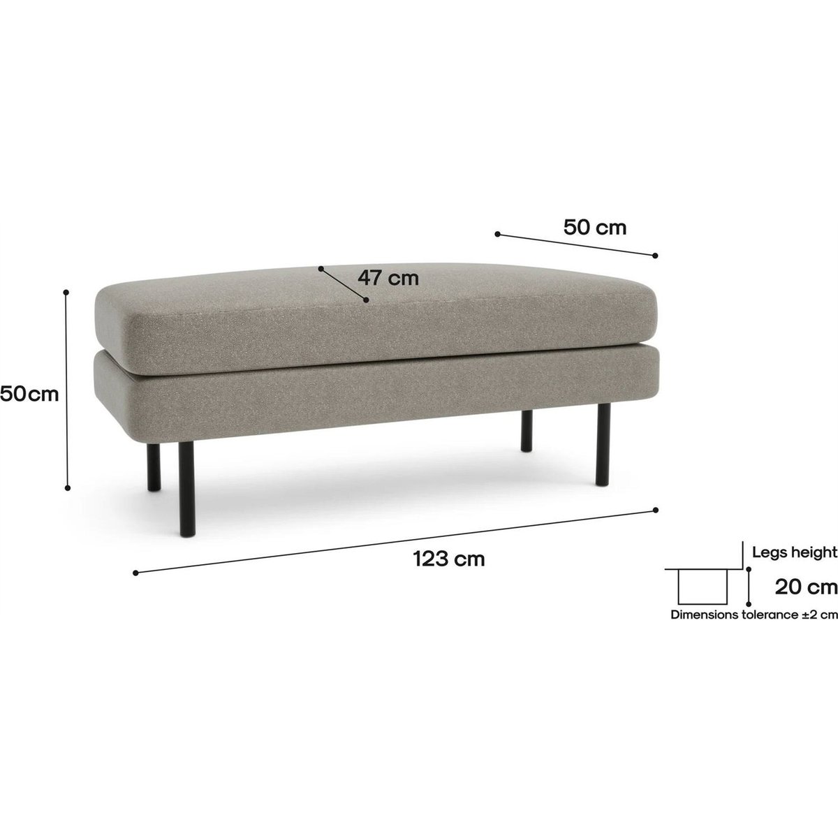 Banc capitonné collection CHELSEA taupe, RECOLLECTION