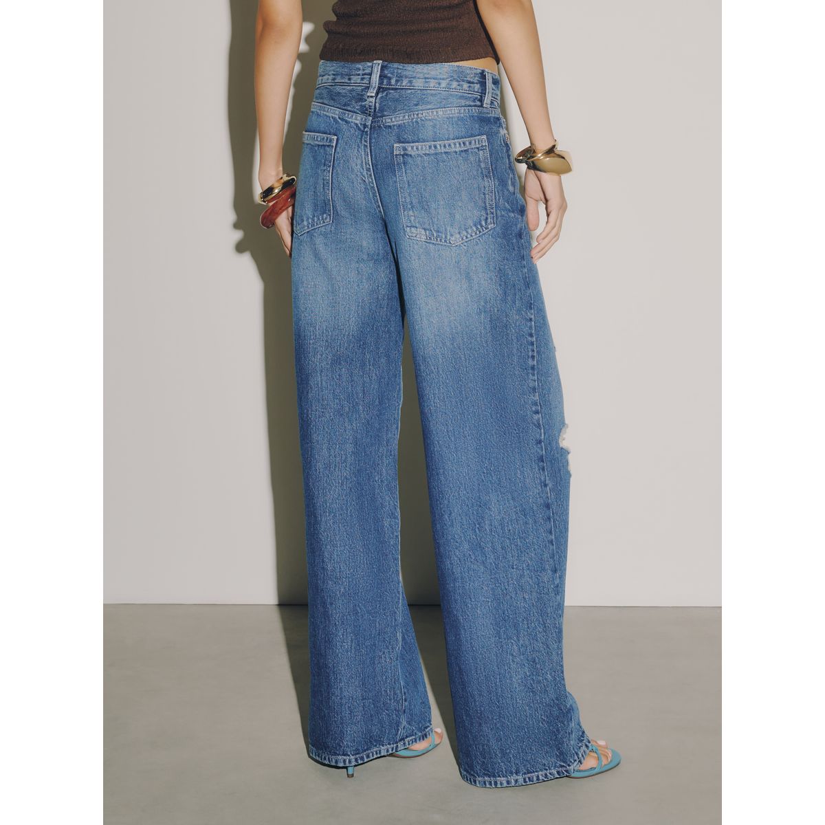 Jean large city taille haute authentique bleu foncé, NEXT