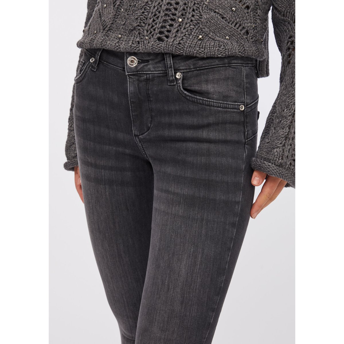 Jean skinny cropped denim noir, LIU JO