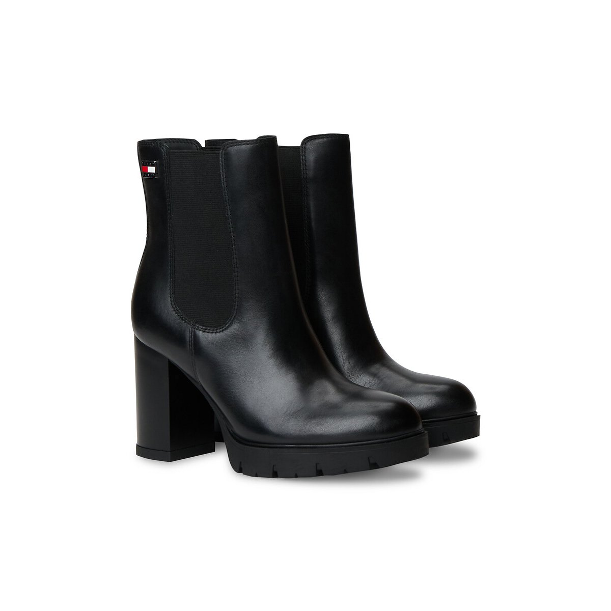 Bottines en cuir à hauts talons noir, TOMMY HILFIGER