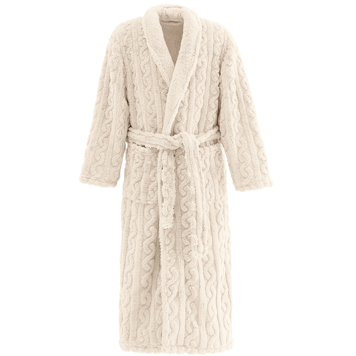 Peignoir polaire mixte doux et chaux WARM WOOL ecru, SENSEI MAISON