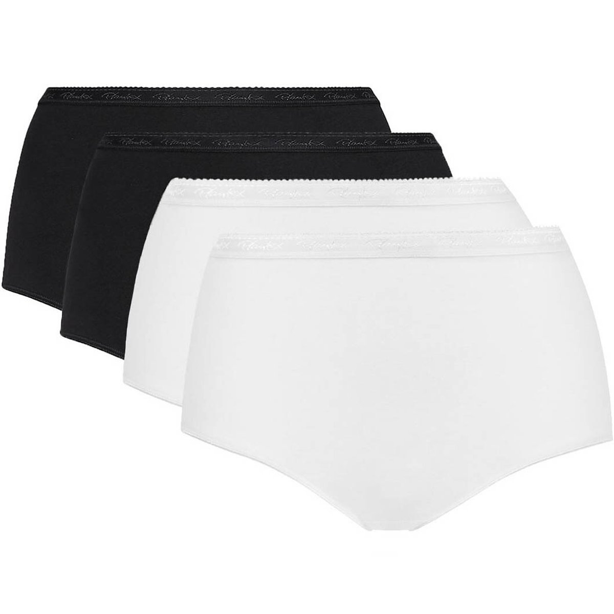 Lot de 3 + 1 gratuit slips midi en coton bio 2 blanc + 2 noir, PLAYTEX