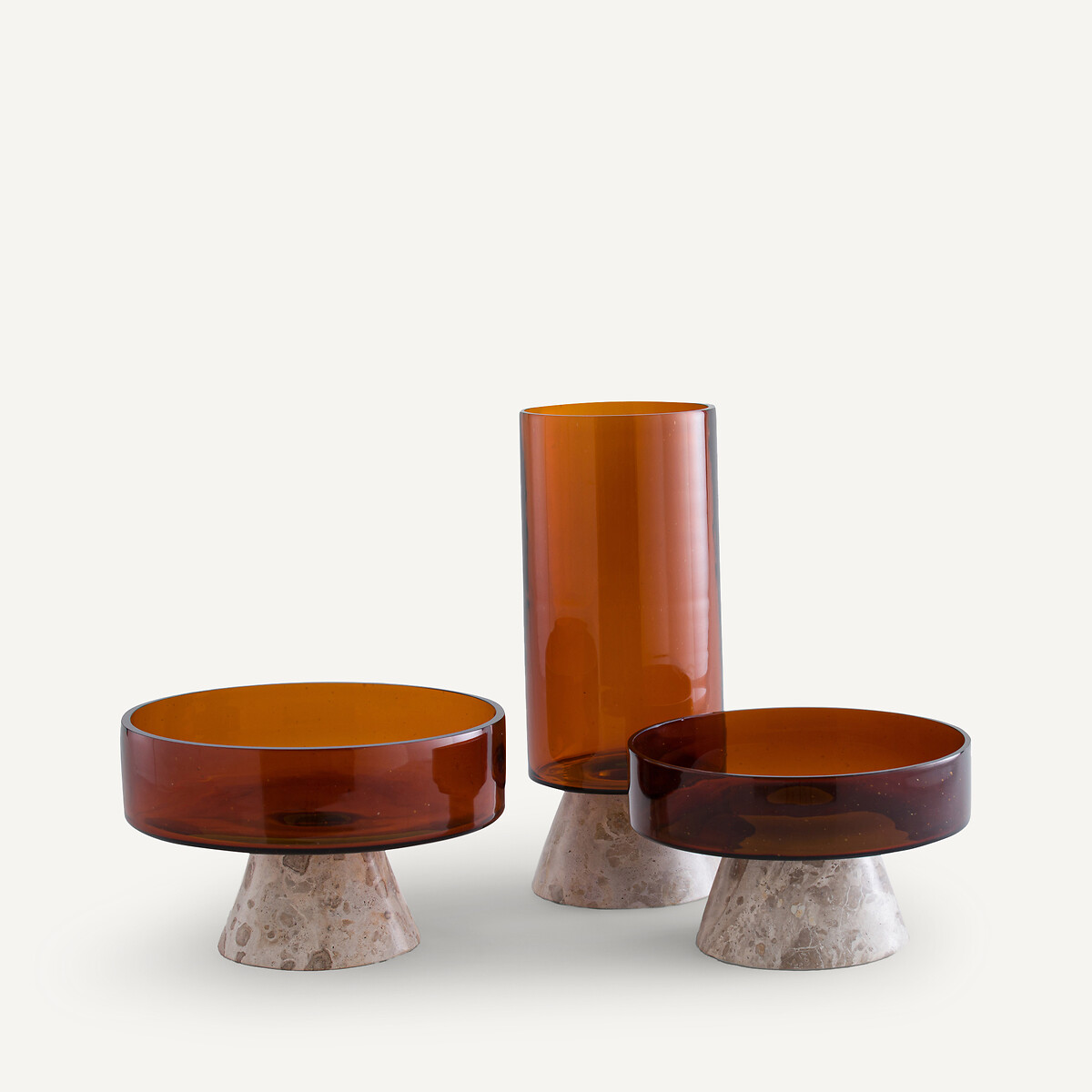 Trapani Glass and Marble Dish brown marble, AM.PM