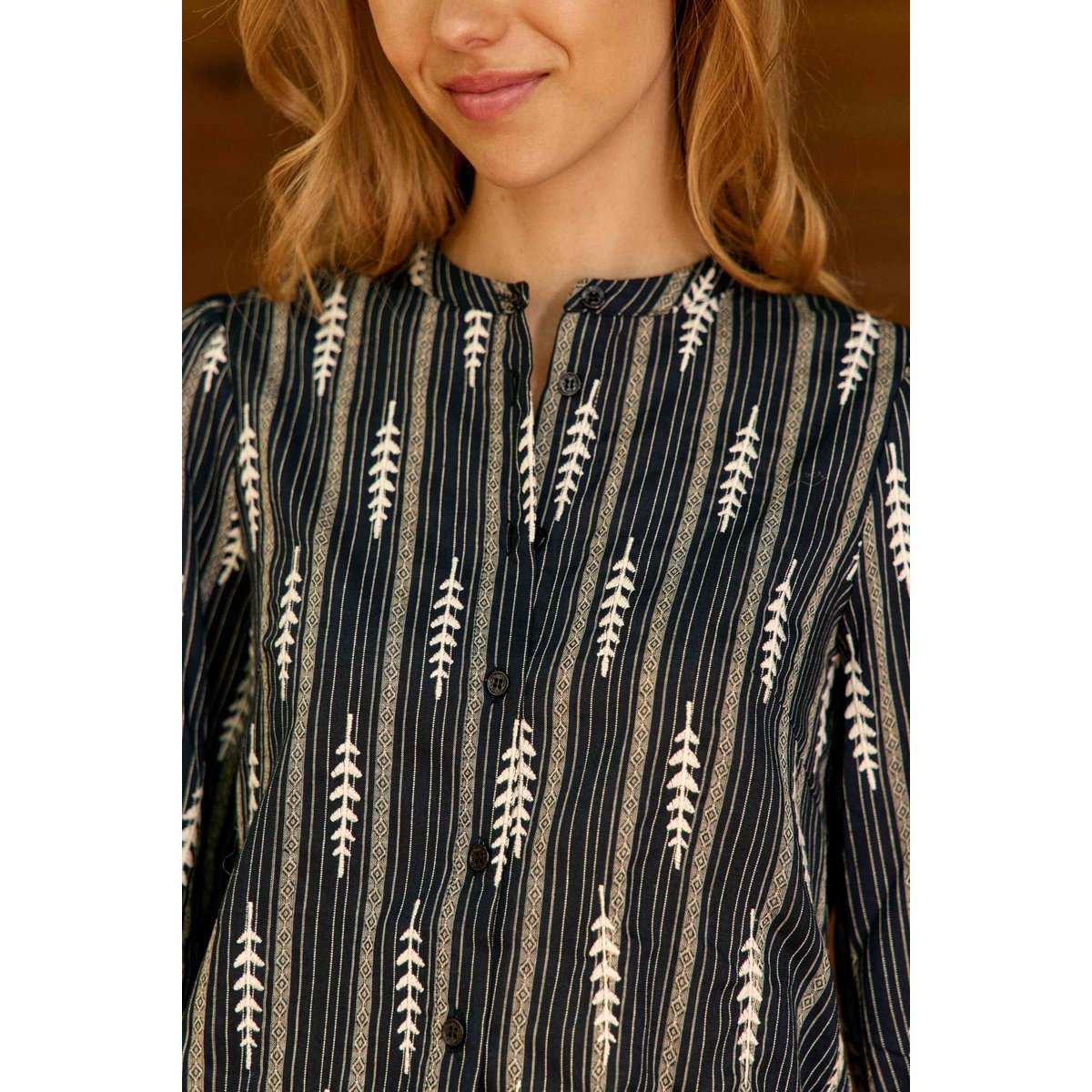 BLOUSE imprimé ethnique BLOYA 25-marine/ecru, LA PETITE ETOILE