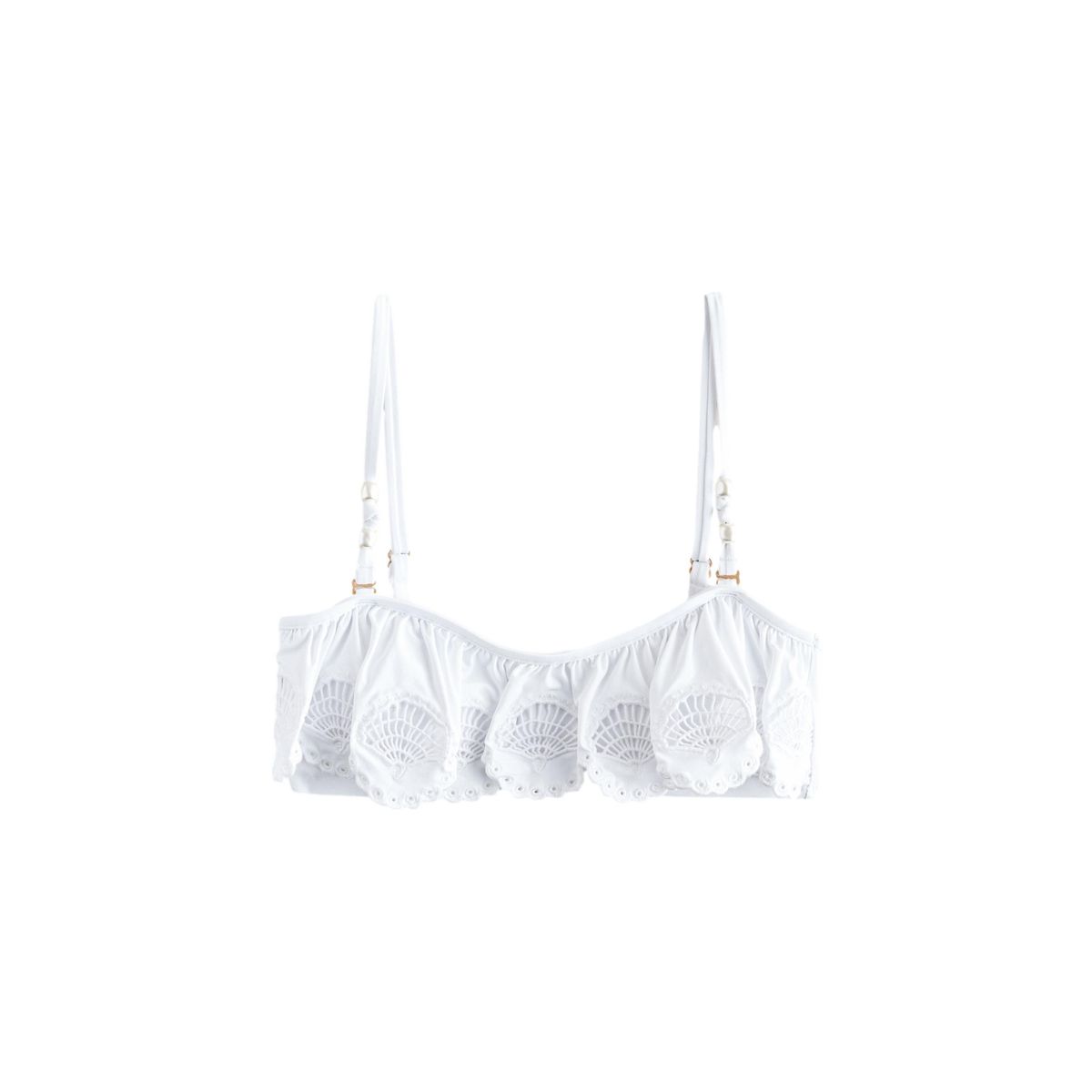 Haut de bikini bandeau volanté à coquillage blanc, NEXT