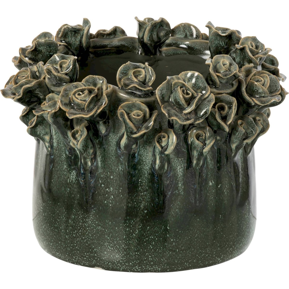 Cache-pot à roses en céramique bleu pétrole, RECOLLECTION