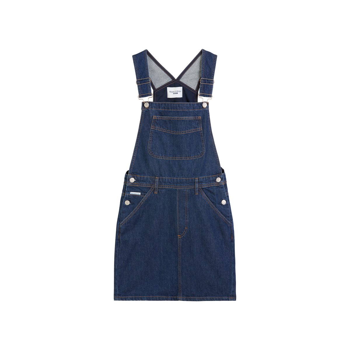Robe courte à bavette loose en denim rigide bleu foncé, MARC O’POLO DENIM