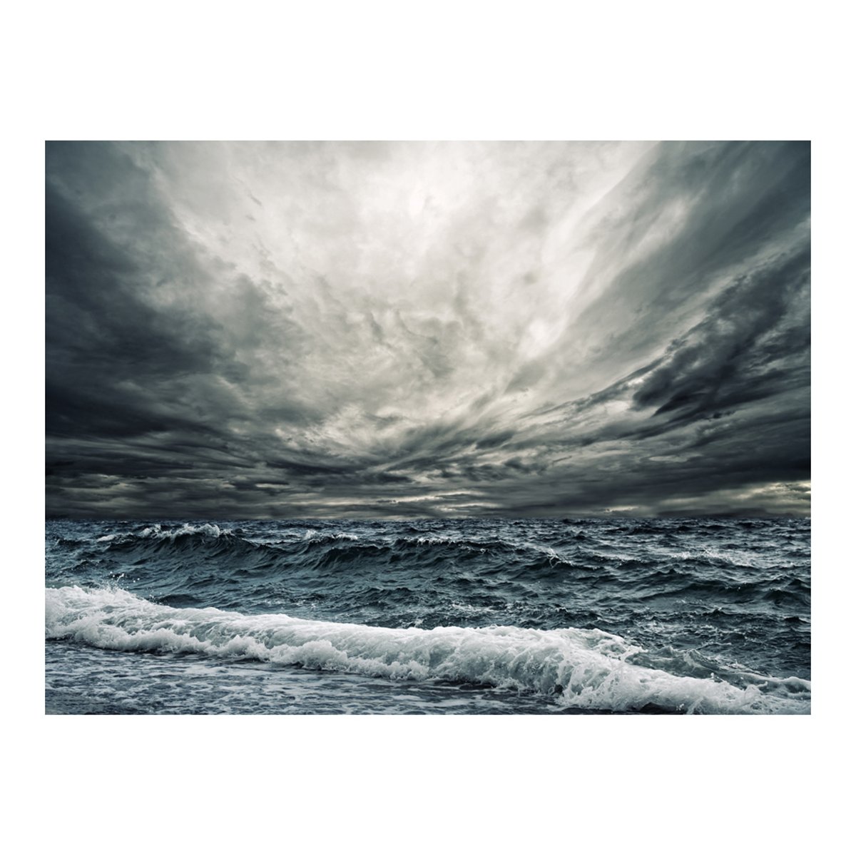 Papier peint intissé panoramique Paysage Ocean waves gris / argent, EDEN