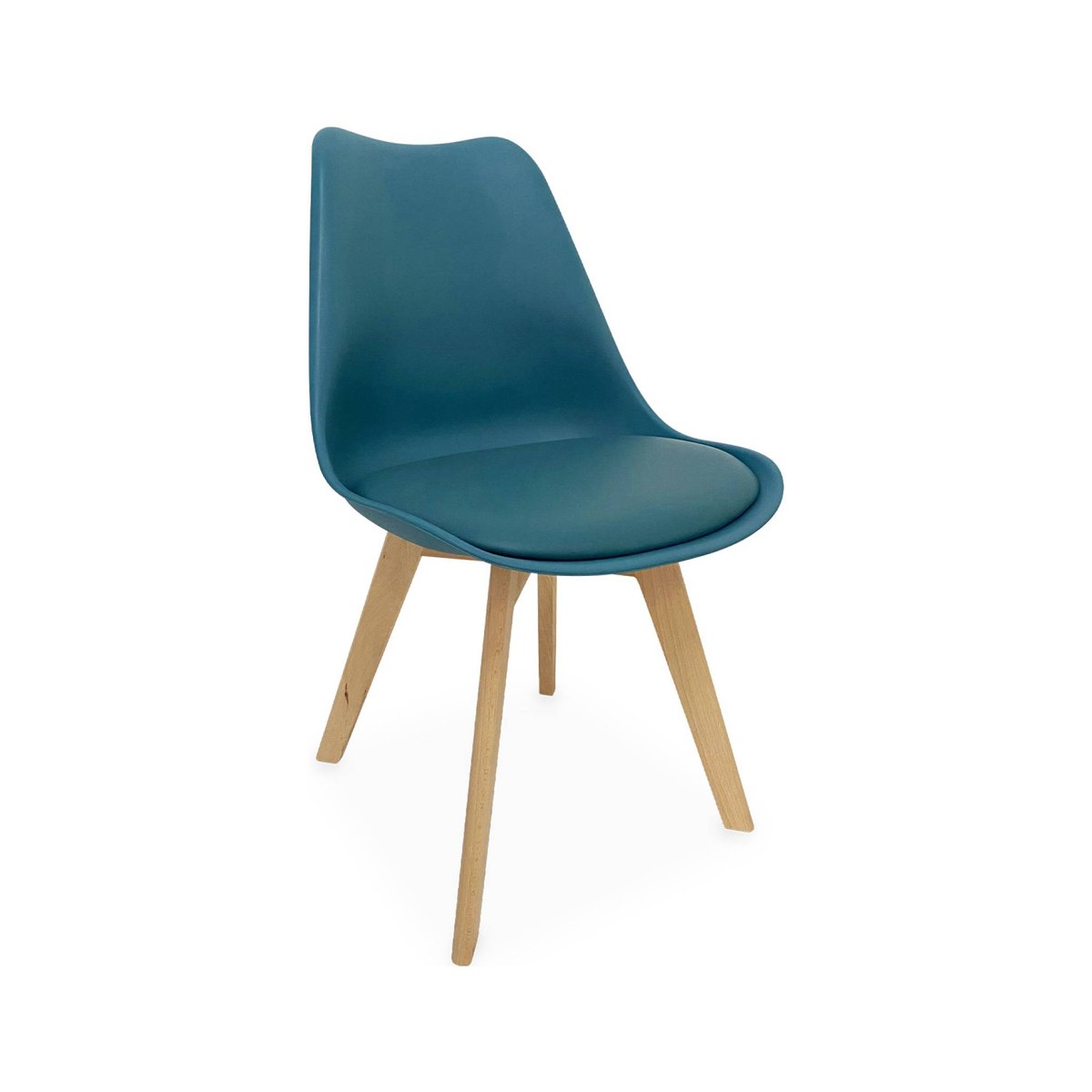 Chaise scandinave bois de hêtre (lot de 6) NILS bleu canard, SWEEEK